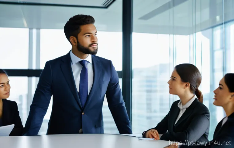 변호사 인터뷰 준비 방법 - **Prompt:** "A diverse group of modern legal professionals, including men and women of various ethni...