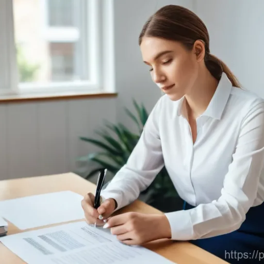 변호사와 노동법 실무 적용 - **Prompt 1: The Diligent Employee Reviewing Their Contract**
"A bright, naturally lit image of a...